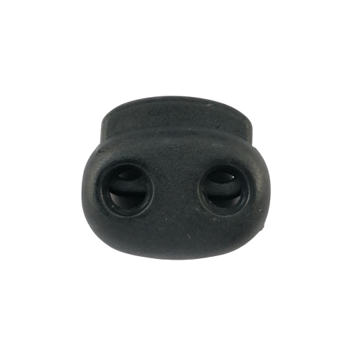 Koordstopper plastic 2 gaten - ovaal 20 mm - zwart - stoffen van leuven